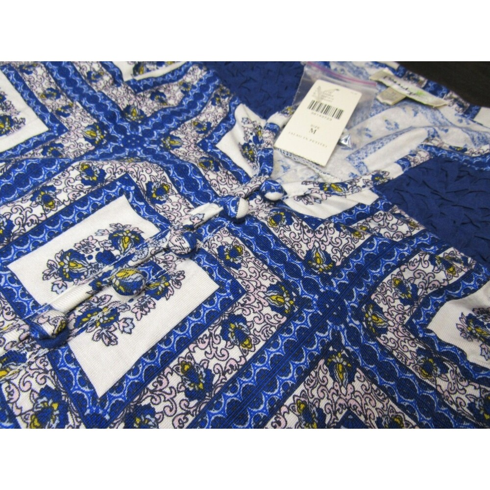 Anthropologie Porridge Womens M Blue Blouse Shirt Boho Floral Tile Pattern NWT - Picture 11 of 14